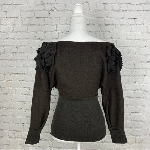 Anthropologie RYU wool ruffled off shoulder knit top SMALL - Picture 3 of 15